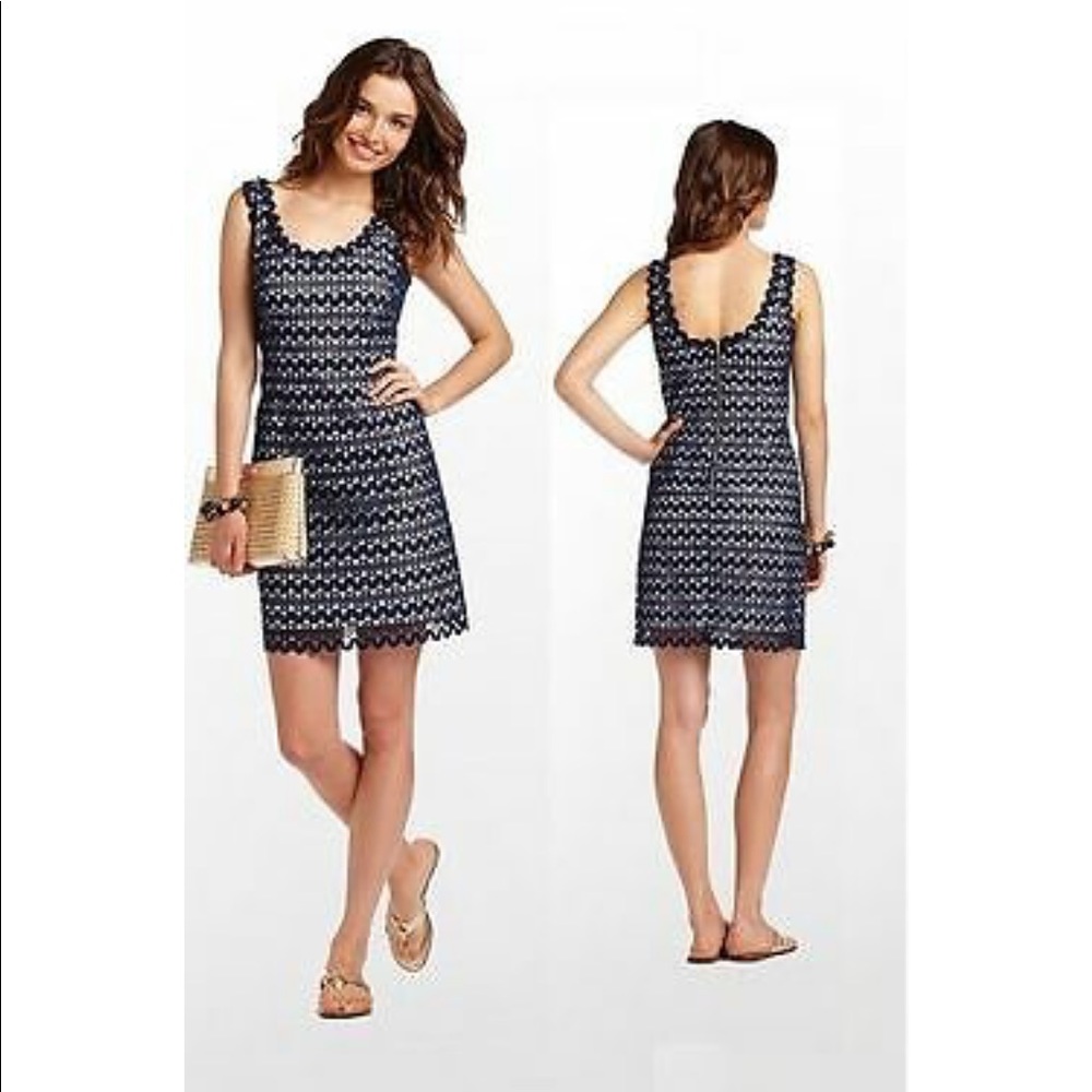 Lilly Pulitzer Lonnie navy shift dress size 0